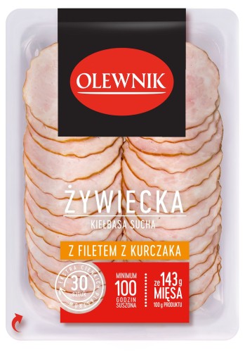 OLEWNIK KIEŁBASA ŻYWIECKA SUCHA Z FILETA PLASTRY 90G.jpg