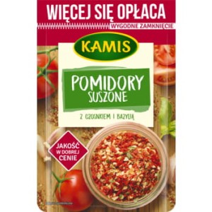 KAMIS SUSZONE POMIDORY Z CZOSNKIEM I BAZYLIĄ 50G