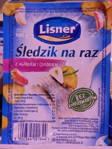 LISNER ŚLEDZIK NA RAZ Z OGÓRKIEM I CZOSNKIEM 100G