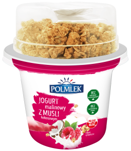 POLMLEK JOGURT MALINOWY Z MUSLI KOKOSOWYM 210G