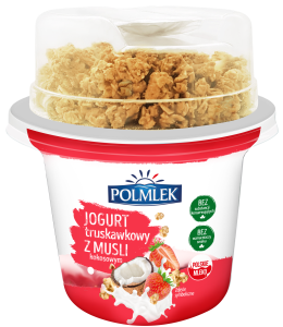 POLMLEK JOGURT TRUSKAWKOWY Z MUSLI KOKOSOWYM 210G