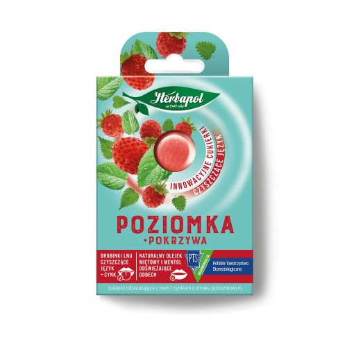 HERBAPOL CUKIERKI ODŚWIEŻAJĄCE O SMAKU POZIOMKI Z POKRZYWĄ 20G.jpg