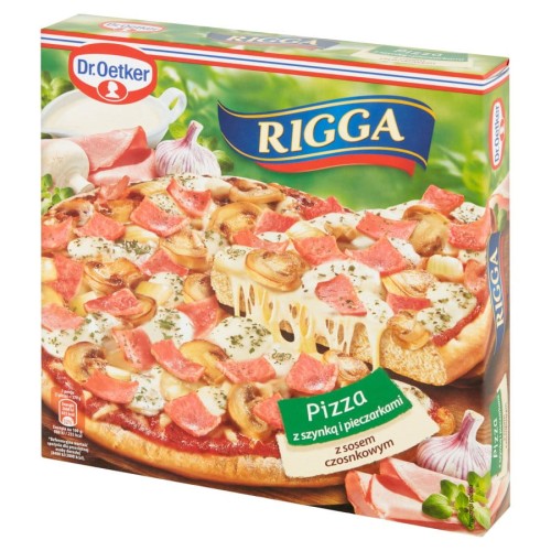 Rigga Pizza z szynką i pieczarkami z sosem czosnkowym 270 g.jpg