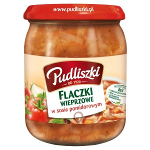PUDLISZKI FLACZKI WIEPRZOWE W SOSIE POMIDOROWYM 450G