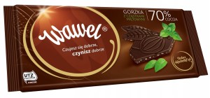 WAWEL CZEKOLADA PREMIUM GORZKA 64% Z MIĘTĄ 90G