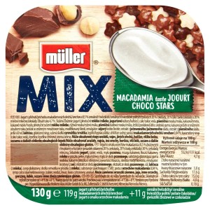 MULLER JOGURT MIX O SMAKU ORZECHÓW MAKADAMIA Z GWIAZDKAMI 130G