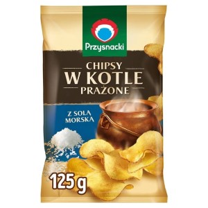 PRZYSNACKI CHIPSY W KOTLE PRAŻONE Z SOLĄ MORSKĄ 125G