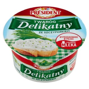 PRESIDENT TWARÓG DELIKATNY ZE SZCZYPIORKIEM 150G