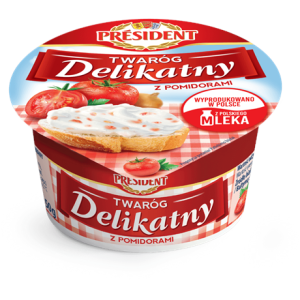 PRESIDENT TWARÓG DELIKATNY Z POMIDORAMI 150G