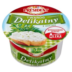 PRESIDENT TWARÓG DELIKATNY Z ZIOŁAMI 150G