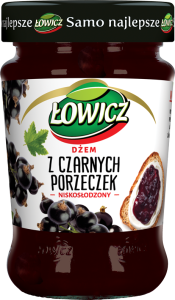 ŁOWICZ DŻEM Z CZARNEJ PORZECZKI NISKOSŁODZONY 280G/8SZT