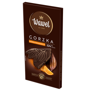 WAWEL CZEKOLADA PREMIUM GORZKA 64% SKÓRKA POMARAŃCZY 90G