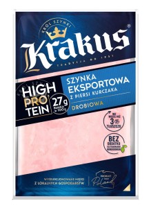 KRAKUS SZYNKA EKSPORTOWA Z PIERSI KURCZAKA HIGH PROTEIN PLASTRY 100G