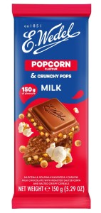 WEDEL CZEKOLADA MLECZNA POPCORN & CRUNCHY POPS 150G