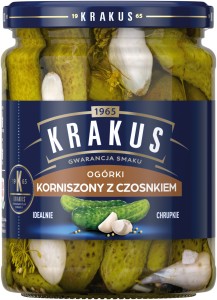 KRAKUS OGÓRKI KORNISZONE Z CZOSNKIEM 500G