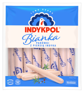 INDYKPOL PARÓWKI BIANKA Z PIERSIĄ INDYKA OK.1KG