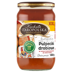 KUCHNIA STAROPOLSKA PULPECIKI DROBIOWE W SOSIE POMIDOROWYM ZE ŚMIETANĄ 660G