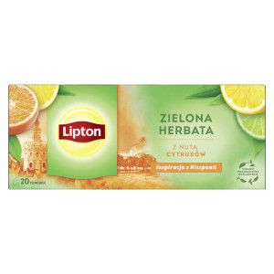 LIPTON HERBATA ZIELONA Z NUTĄ CYTRUSÓW 20 TOREBEK