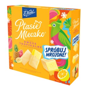 WEDEL PTASIE MLECZKO OWOCE TROPIKALNE W BIAŁEJ CZEKOLADZIE 340G