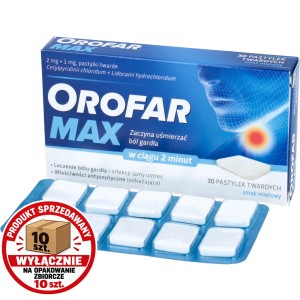 Orofar Max 2 mg + 1 mg, smak miętowy, 30 pastylek twardych SUP-G