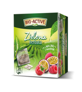 BIG-ACTIVE HERBATA ZIELONA Z OWOCEM MALINY + MARAKUJA 20TB