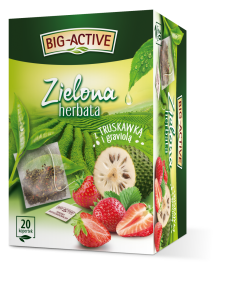 BIG-ACTIVE HERBATA ZIELONA Z TRUSKAWKĄ I GRAVIOLĄ 20 TB