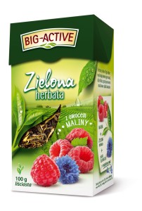 BIG-ACTIVE HERBATA ZIELONA Z MALINĄ 100G