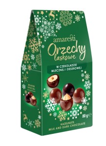 AMARESTI ORZECHY LASKOWE W CZEKOLADZIE MLECZNEJ I DESEROWEJ 80G