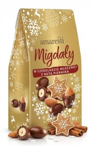 AMARESTI MIGDAŁY W MLECZNEJ CZEKOLADZIE Z NUTĄ PIERNIKA 80G