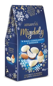 AMARESTI MIGDAŁY W BIAŁEJ CZEKOLADZIE Z KOKOSEM 80G