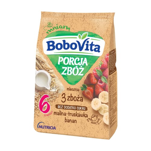 BOBOVITA PORCJA ZBÓŻ KASZKA MLECZNA 3 ZBOŻA MALINA-TRUSKAWKA-BANAN PO 6 MIESIĄCU 210 G.jpg